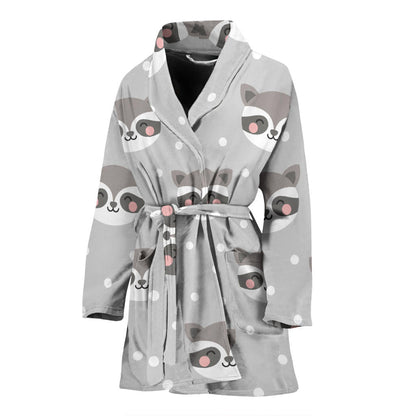 Raccoon Pattern Print Design A04 Women Bathrobe