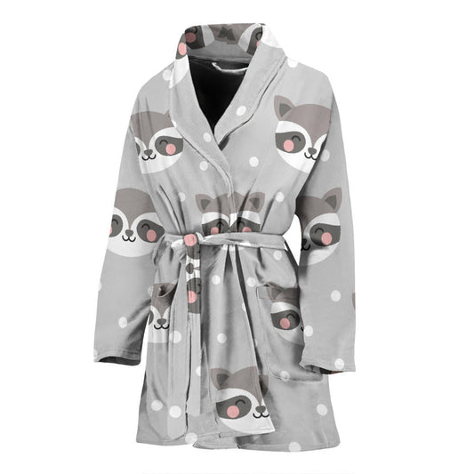 Raccoon Pattern Print Design A04 Women Bathrobe