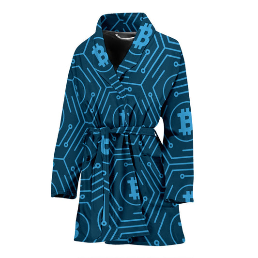 Cryptocurrency Pattern Print Design 04 Women Bathrobe