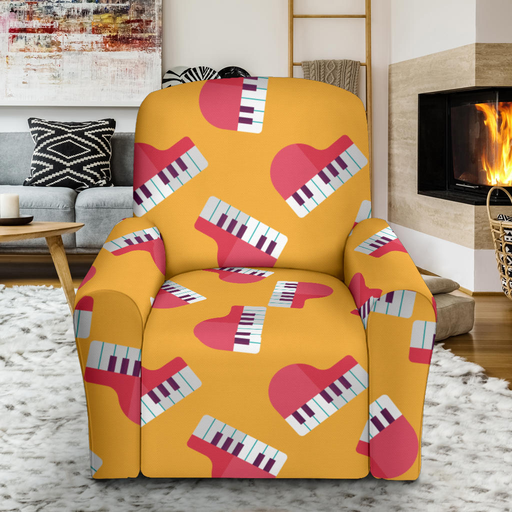 Piano Pattern Print Design 02 Recliner Slipcover with Pocket