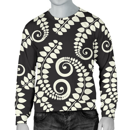 Fern Leave Print Pattern Men Long Sleeve Sweatshirt