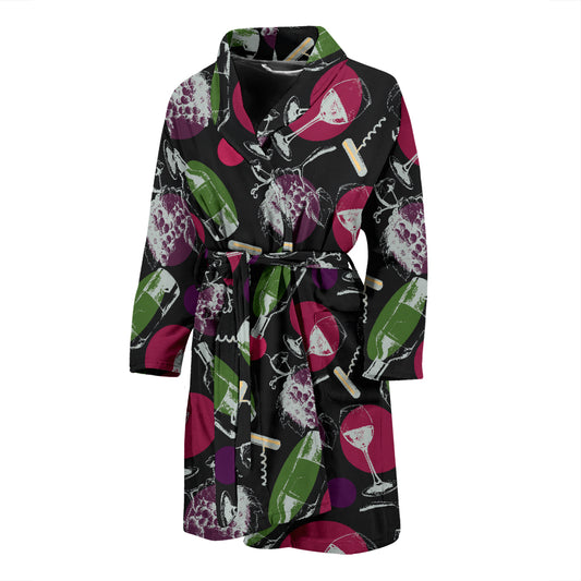 Wine Print Design LKS307 Men Bathrobe