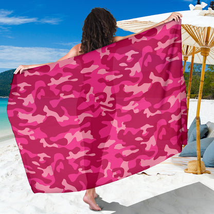Camo Pink Pattern Print Design 01 Sarong Pareo Wrap
