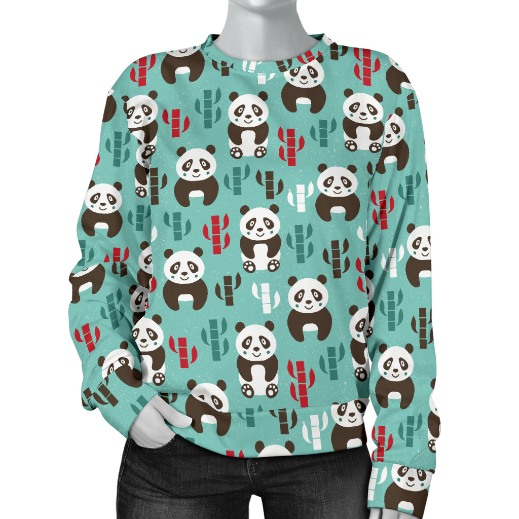 Panda Bear Cute Themed Print Women Long Sleeve Sweatshirt