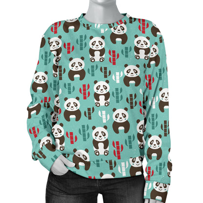 Panda Bear Cute Themed Print Women Long Sleeve Sweatshirt