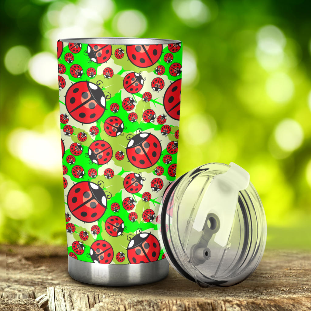Ladybug with Leaf Print Pattern Tumbler