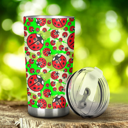 Ladybug with Leaf Print Pattern Tumbler