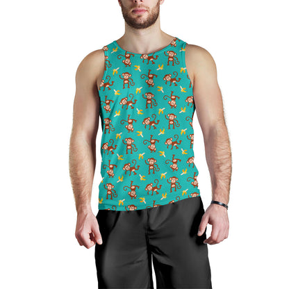 Monkey Banana Design Themed Print Men Tank Top