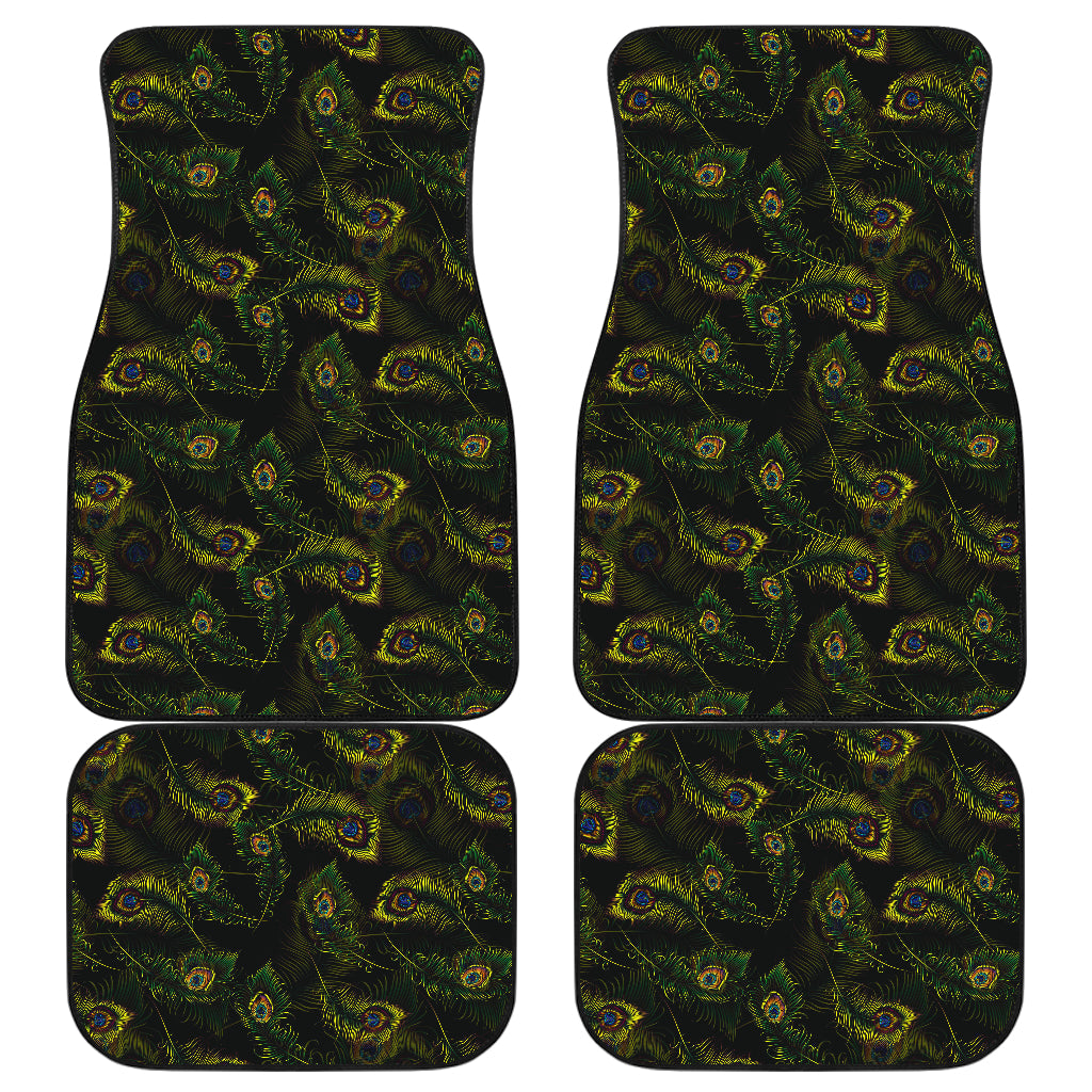 Peacock Feather Pattern Design Print Car Floor Mats Front Back