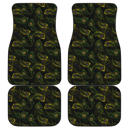 Peacock Feather Pattern Design Print Car Floor Mats Front Back