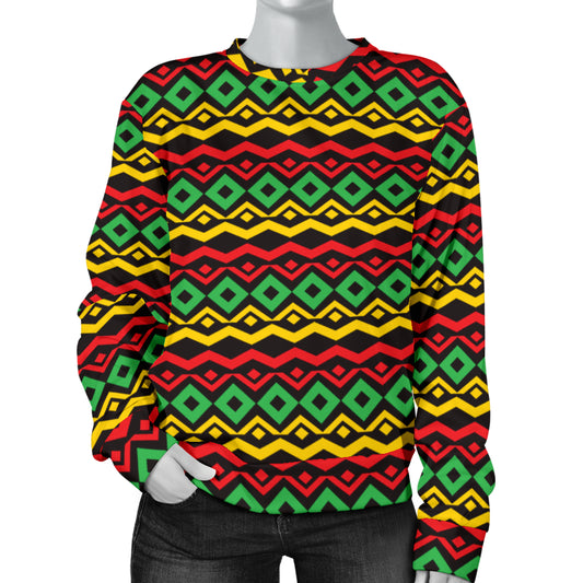 Rasta Reggae Color Themed Women Long Sleeve Sweatshirt