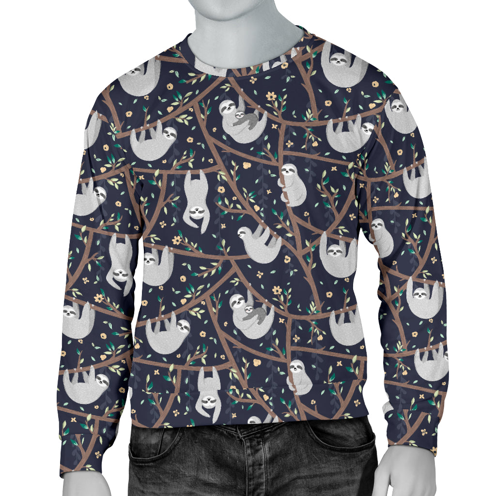 Sloth Happy Design Themed Print Men Long Sleeve Sweatshirt