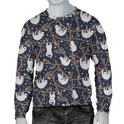 Sloth Happy Design Themed Print Men Long Sleeve Sweatshirt