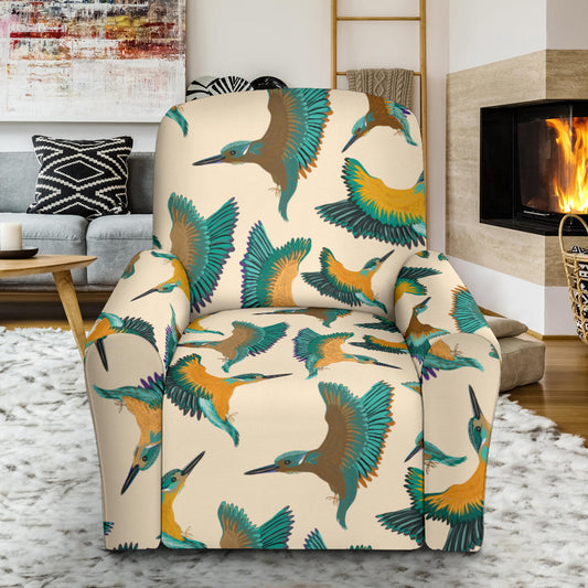 Kingfisher Pattern Print Design 02 Recliner Slipcover with Pocket