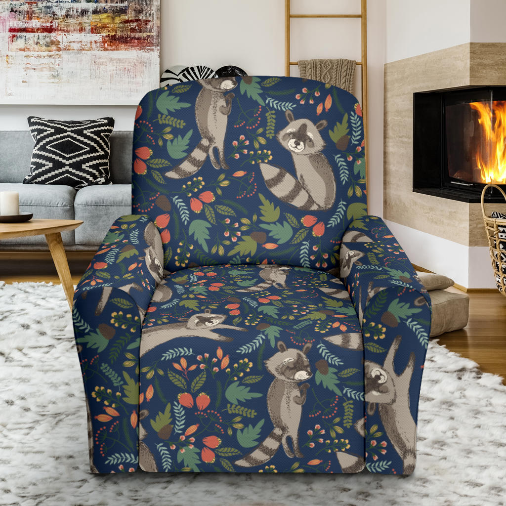Raccoon Pattern Print Design A02 Recliner Slipcover with Pocket