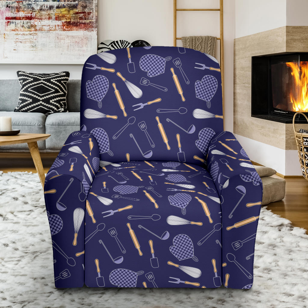 Cooking Kitchen Tools Pattern Print Design 04 Recliner Slipcover with Pocket