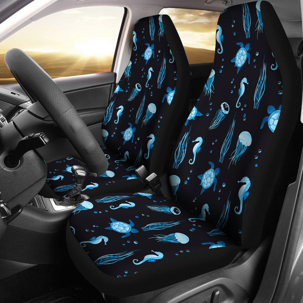 Sea Turtle Jelly Fish Sea Horse Print Design LKS3014 Car Seat Covers