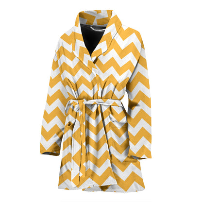 Chevron Orange Pattern Print Design 01 Women Bathrobe