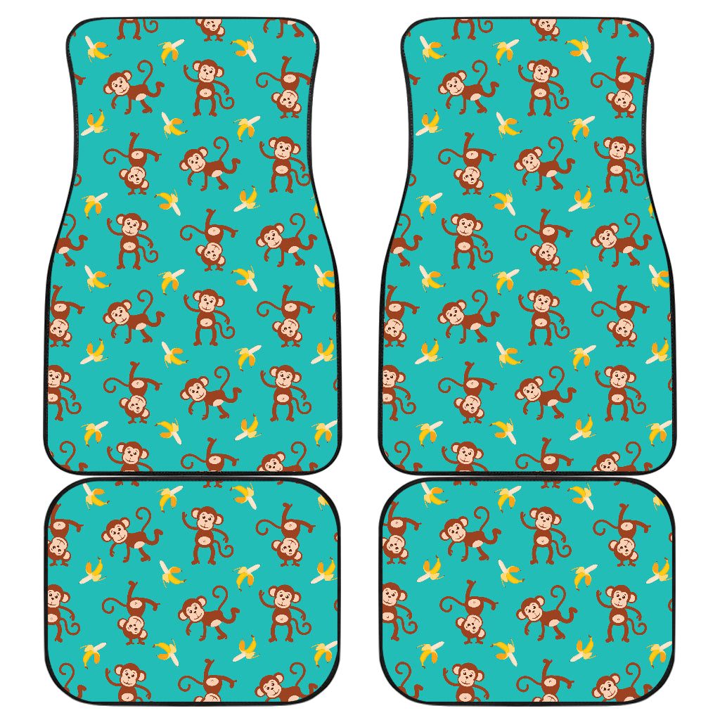 Monkey Banana Design Themed Print Car Floor Mats Front Back