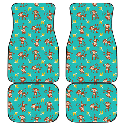 Monkey Banana Design Themed Print Car Floor Mats Front Back
