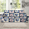 Patchwork Heart Flower Pattern Print Design 01 Sofa Slipcover