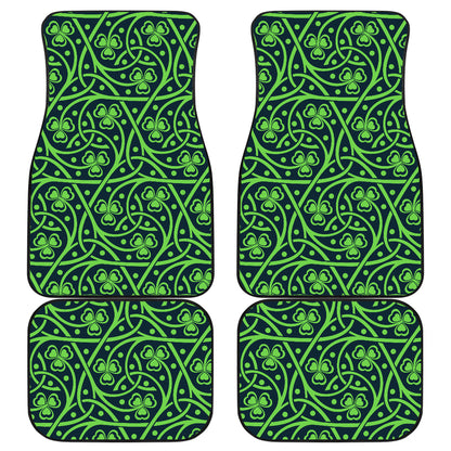 Shamrock Themed Print Car Floor Mats Front Back