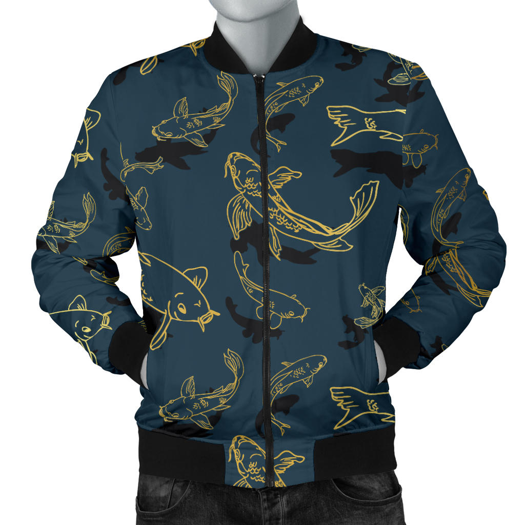 Koi Carp Gold Design Themed Print Men Bomber Jacket