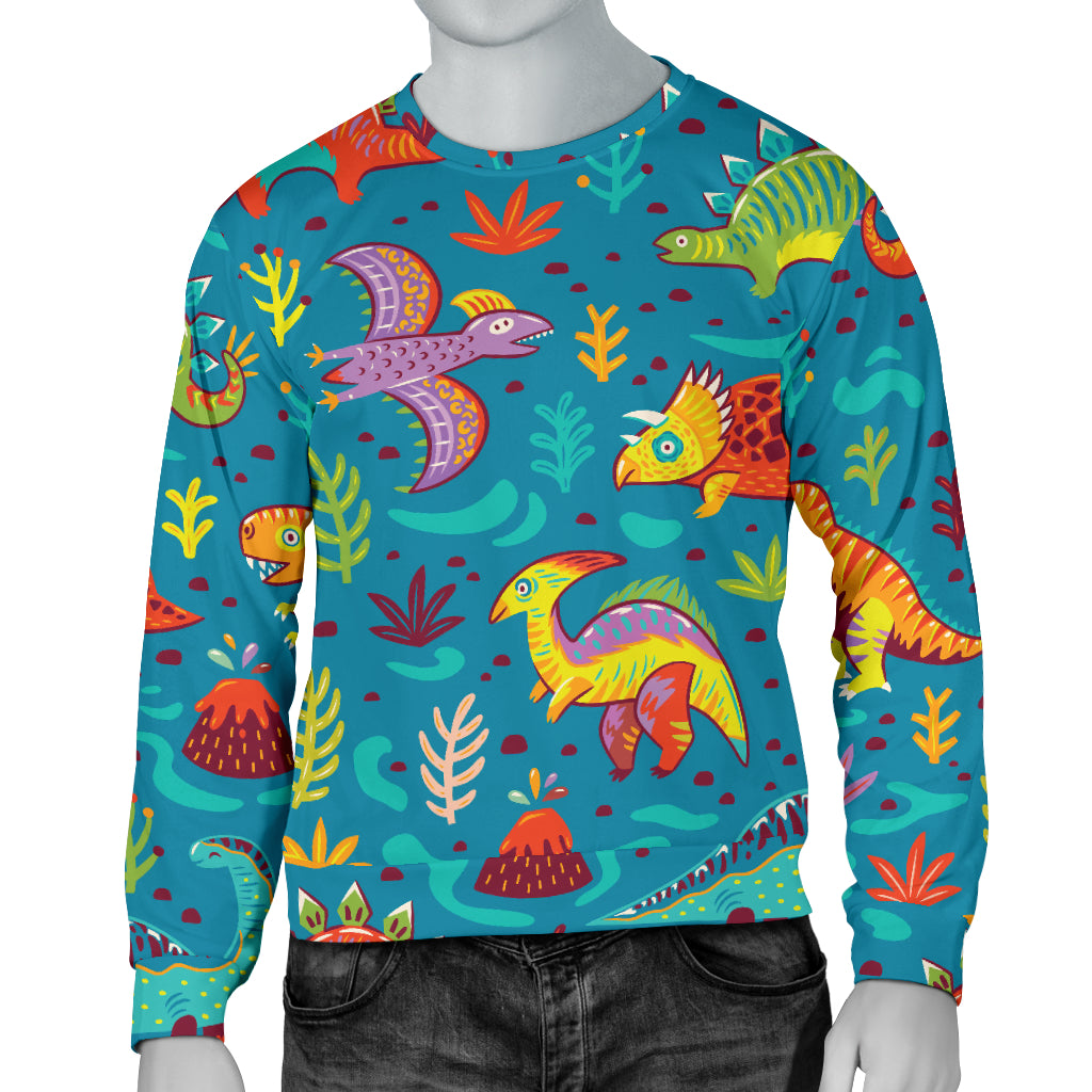 Dinosaur Cartoon Style Men Long Sleeve Sweatshirt