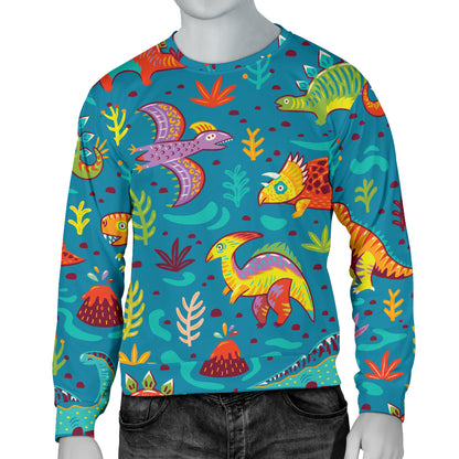 Dinosaur Cartoon Style Men Long Sleeve Sweatshirt