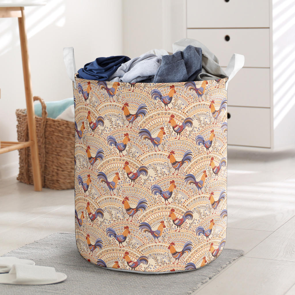 Chicken Boho Style Pattern Laundry Basket