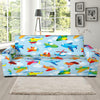 Airplane Colorful Pattern Print Design 01 Sofa Slipcover