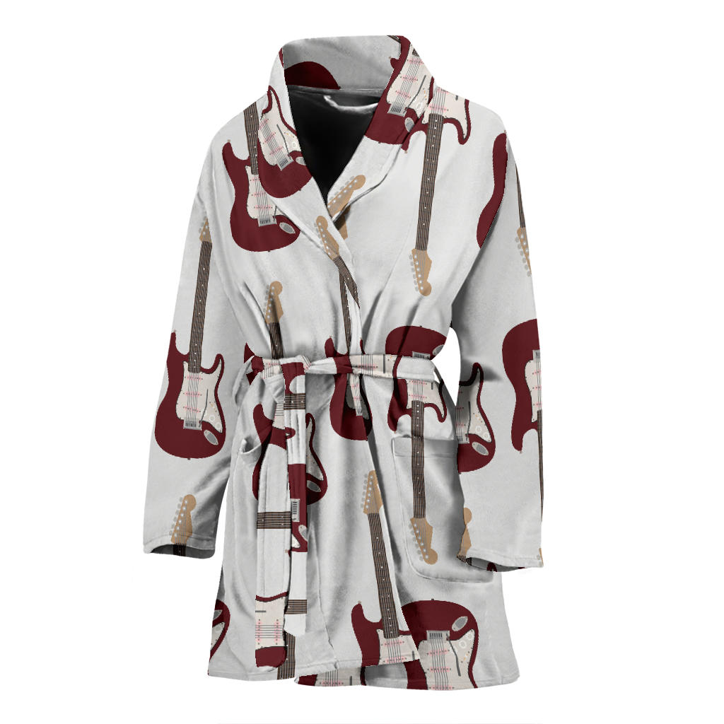 Bass Guitar Pattern Print Design 03 Women Bathrobe