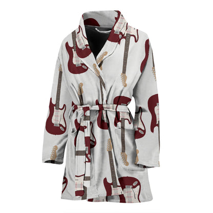 Bass Guitar Pattern Print Design 03 Women Bathrobe