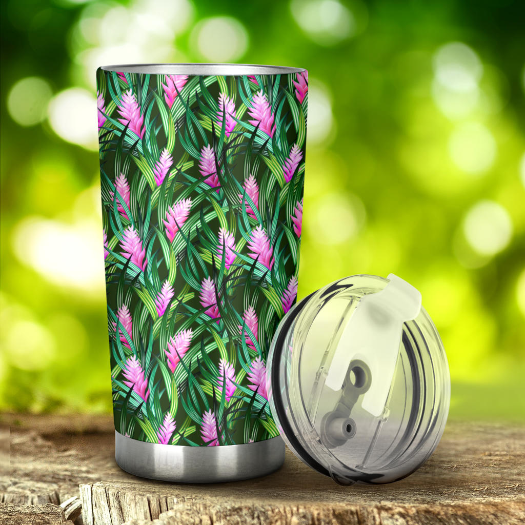 Tropical Folower Pink Heliconia Print Tumbler