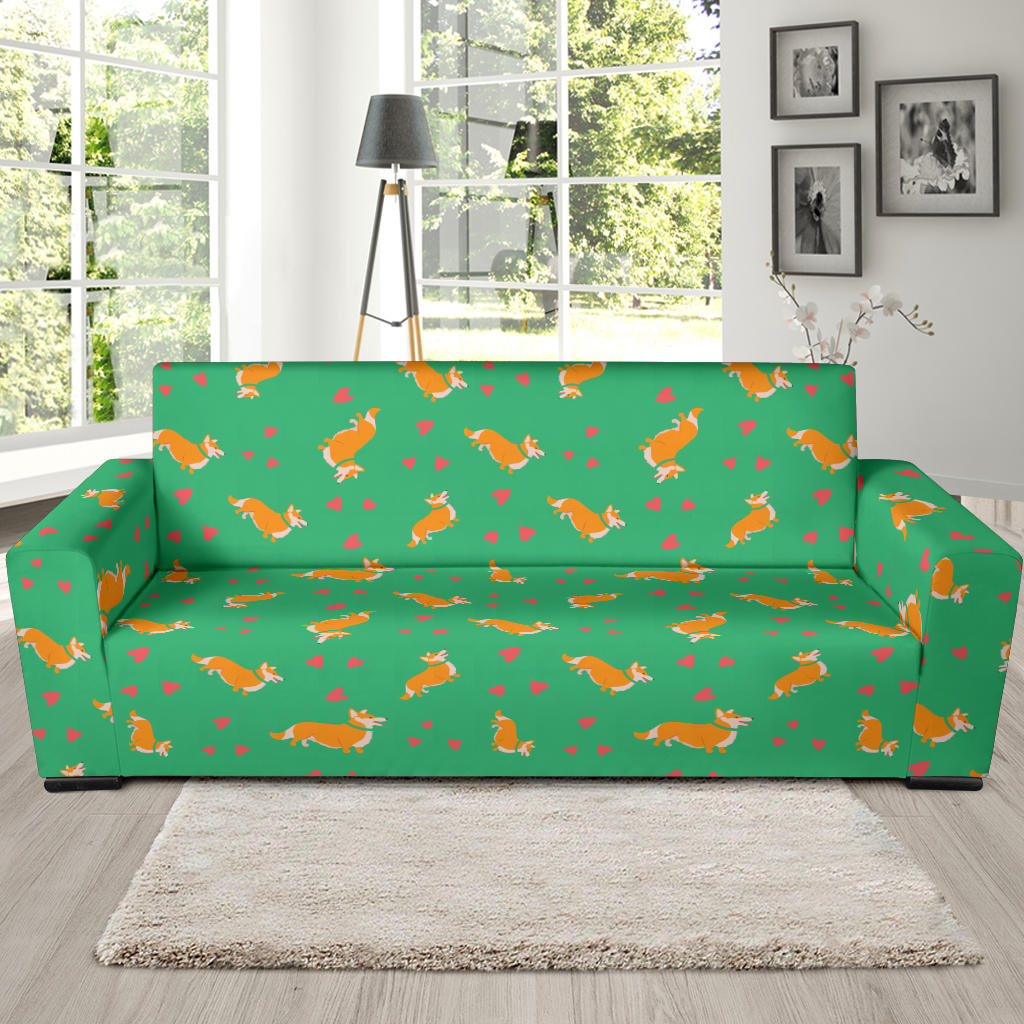 Cardigan Welsh Corgis Pattern Print Design 03 Sofa Slipcover