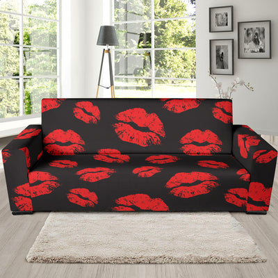 Lip Red Pattern Print Design 02 Sofa Slipcover