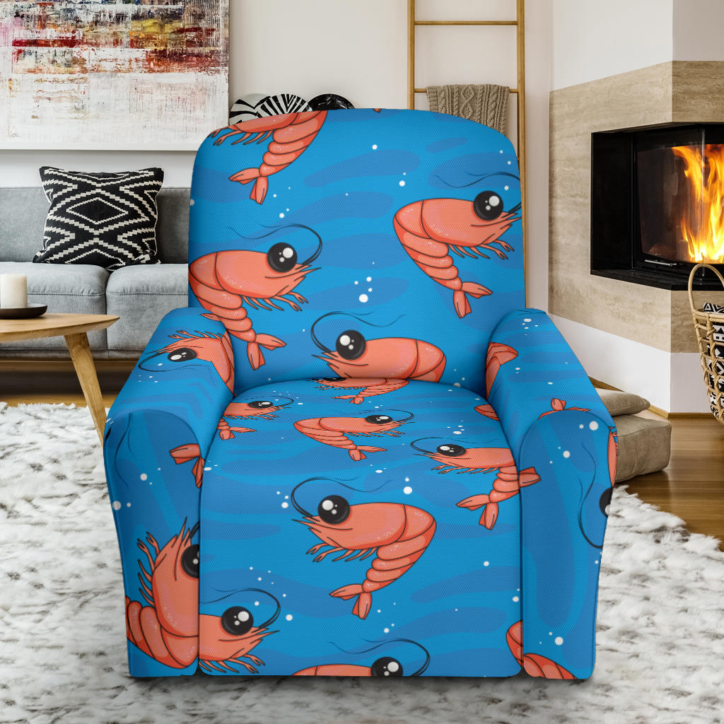 Prawn Cute Pattern Print Design 03 Recliner Slipcover with Pocket