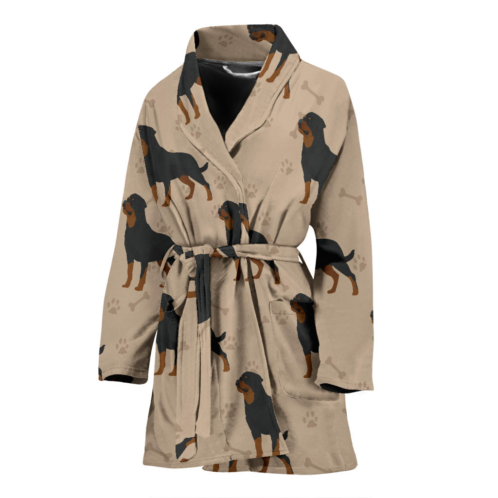 Rottweiler Pattern Print Design A01 Women Bathrobe