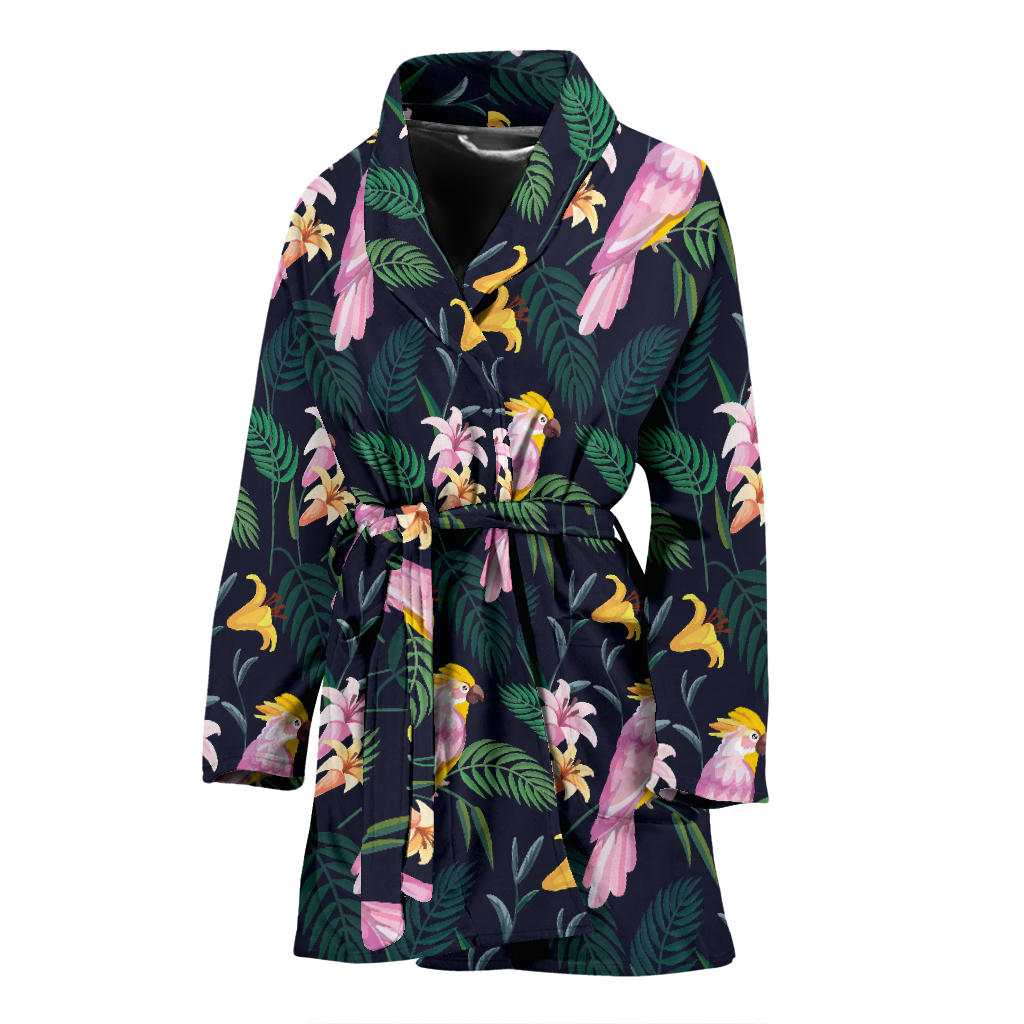 Cockatoo Pattern Print Design 03 Women Bathrobe