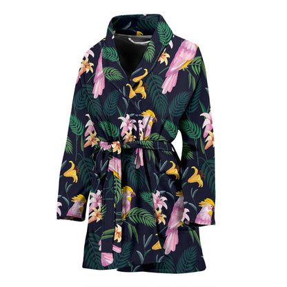 Cockatoo Pattern Print Design 03 Women Bathrobe