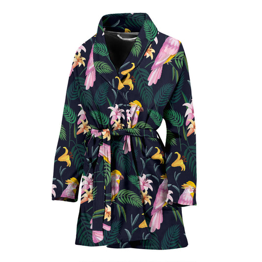 Cockatoo Pattern Print Design 03 Women Bathrobe