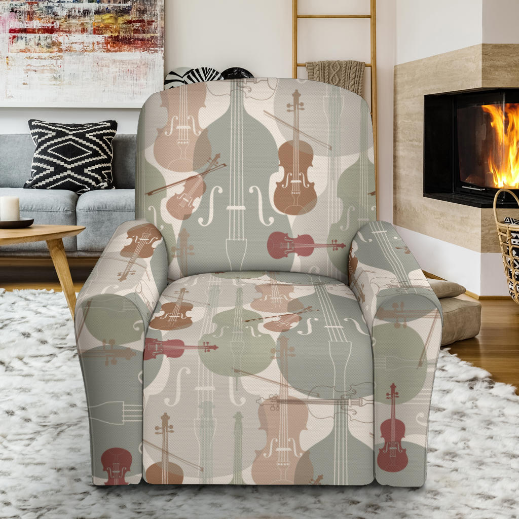 Violin Pattern Print Design 01 Recliner Slipcover with Pocket