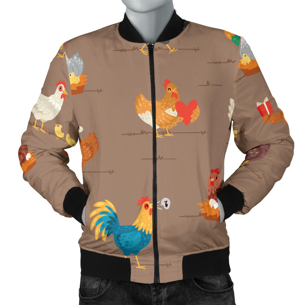 Chicken Happy Print Pattern Men Bomber Jacket