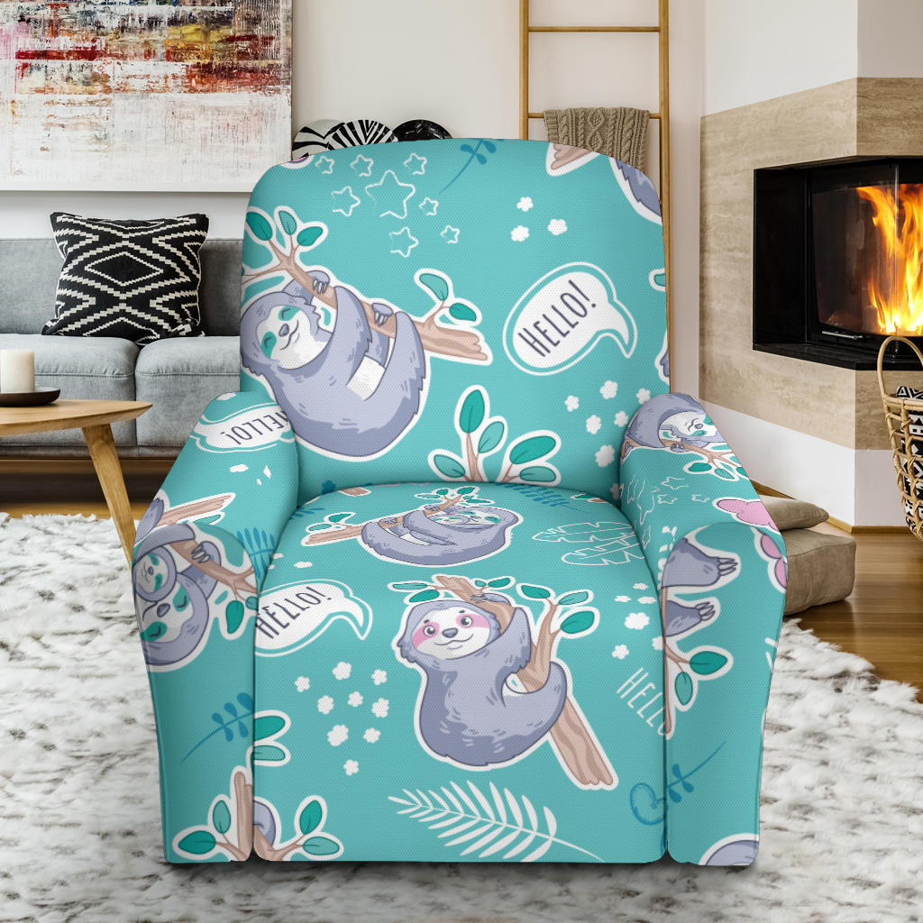 Sloth Print Design LKS309 Recliner Slipcover with Pocket