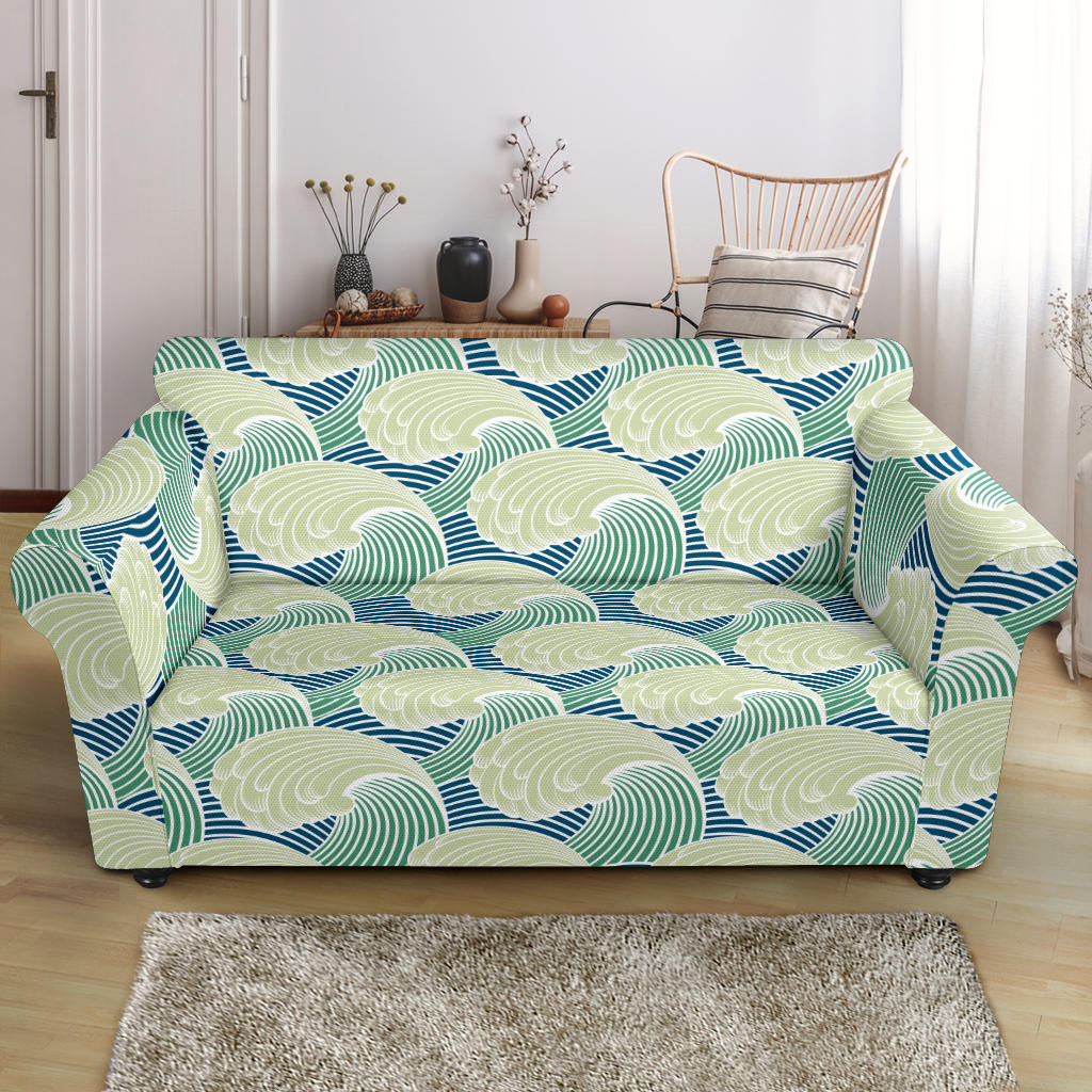 Wave Japan Style Print Design LKS302 Loveseat Couch Slipcover