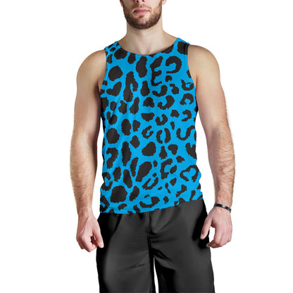 Cheetah Blue Print Pattern Men Tank Top