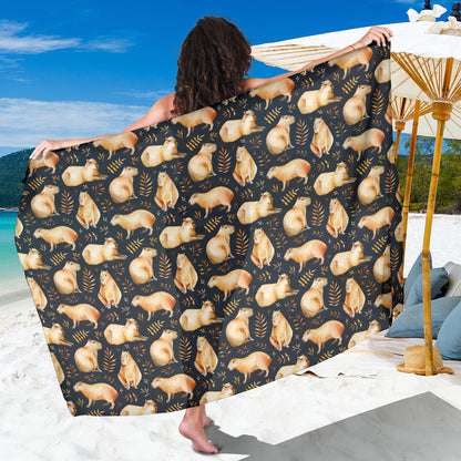 Capybara Pattern Print Design 02 Sarong Pareo Wrap
