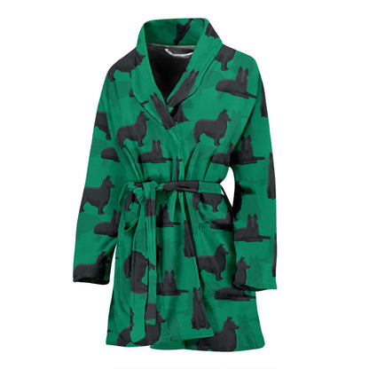 Belgian Sheepdog Pattern Print Design 01 Women Bathrobe