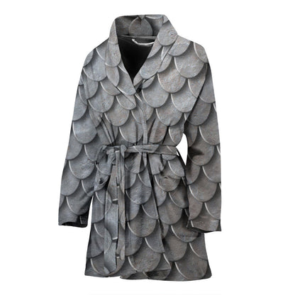 Armor Scales Pattern Print Design 03 Women Bathrobe