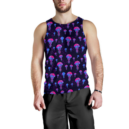 Jellyfish Neon Print Men Tank Top